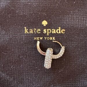 Kate Spade Gold and Rhinestone Mini Huggie Pierced Earrings